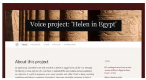 Screen Capture of Nic Sebastian's Voice Project: 'Helen in Egypt' featuring columns carved with hieroglypics