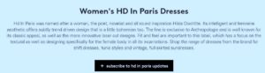 Screen Shot of www.lyst.com describing Women's HD in Paris Dresses
