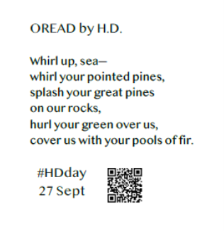 Oread by HD text of poem and #HDday, 27 Sept